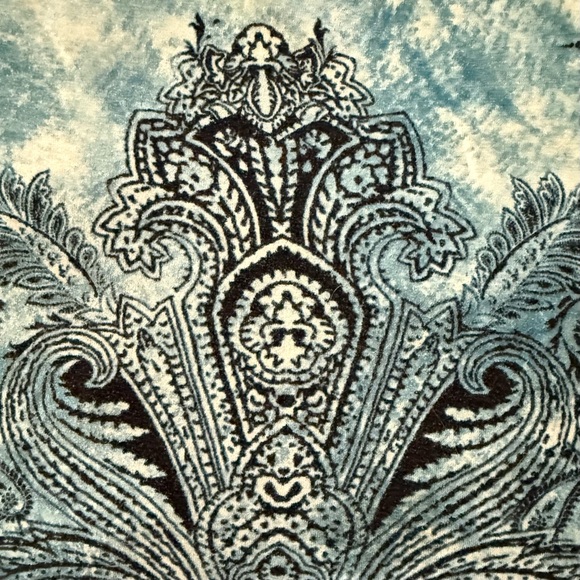 Chico's Tunic Blue Paisley Tie Dye Boh Women’s Size 3 Or XL Scooped Neck Stretch - Picture 6 of 9